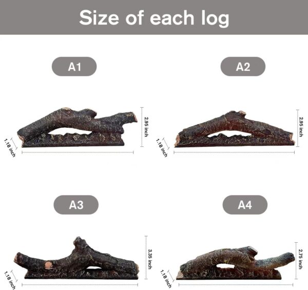 Electric Fireplace Wall Fireplace Recessed Electric Fireplace Synthetic Resin Decoration Electric Transparent Logs Flame for 36 inch Indoor Electric Fireplaces 3Pieces - Image 2