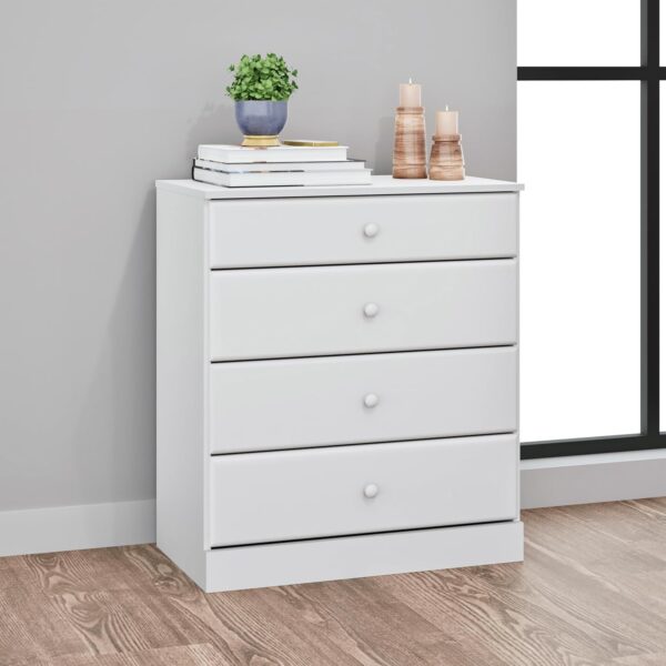 Prepac Astrid Simplistic 4-Drawer Dresser for Bedroom, Functional Bedroom Dresser Chest of Drawers 16" D x 30" W x 36.25" H, White, WDBR-0401-1 - Image 5