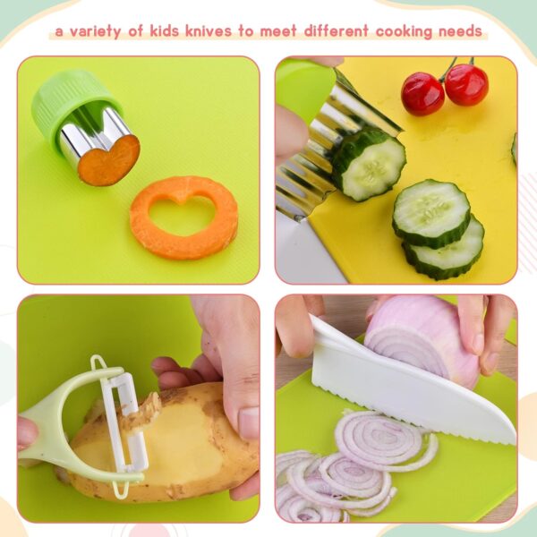 13 Pieces Montessori Kitchen Tools for Toddlers-Kids Cooking Sets Real-Toddler Toys Set for Real Cooking with Plastic Toddler Safe Knives Crinkle Cutter Kids Cutting Board - Image 6