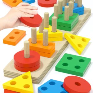 Yetonamr Montessori Toys for 1 2 3 Years Old Boys Girls Birthday Gifts, Wooden Sensory Toys for Ages 2-4 Toddlers Kids Baby, Toddler Learning Toy Activities Puzzles Ages 1-3
