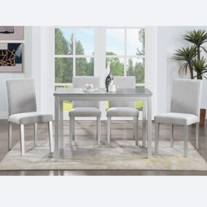 LUMISOL Dining Table Set for 4, Mid Century Modern Kitchen Table Set with a Rectangular Table and 4 Upholstered Chairs, Wooden Table and Chair Set for Kitchen, Dining Room, Grey