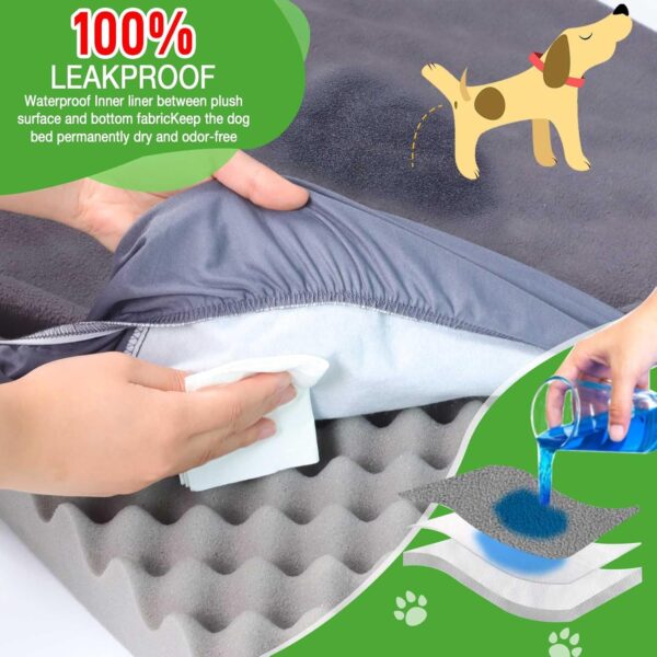 Dog Bed Covers Replacement Waterproof for Dog Bedding Washable Grey 2 Pack 35" x 44" XL - Image 3