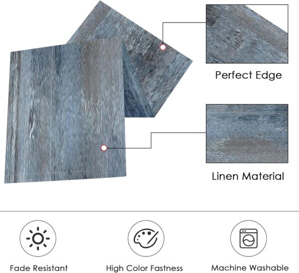 ArtSocket Farmhouse Table Runner and Placemats Set of 6, Abstract Blue Grey Gray Vintage Painting Art Dining Table Decor for Daily Use(1 Table Runner 72 inches Long and 6 Placemats) - Image 2