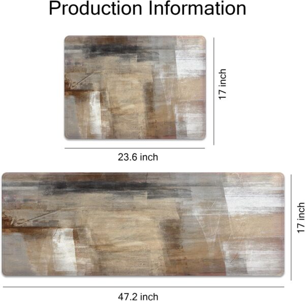 MAYHMYO Kitchen Mat for Floor Brown Black Beige Kitchen Rugs and Mats Non Skid Washable 17"X48"+17"X24" Set of 2 Abstract Art Kitchen Floor Rugs Mats for Dining Room Floor Home Sink Laundry - Image 2