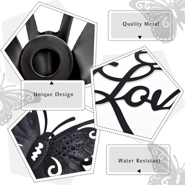 Metal Wall Art Decor Set 4 Pieces Rustic Black Love Signs for Home Decor Vintage Metal Butterflies Inspirational Metal Butterfly Wall Decorations Faith Hope Love Black Metal Sign for Home Decor - Image 3