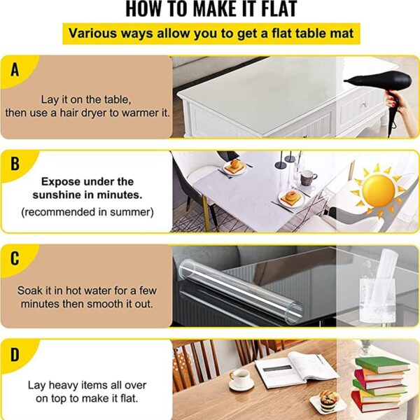 Custom 1.5mm Thick Frosted Table Cover Protector 12 x 60 Inch Waterproof PVC Protective Table Pad Transparent Mat for Coffee Table, Dining Room Table, Office Desk, End Table/Night Stand - Image 4