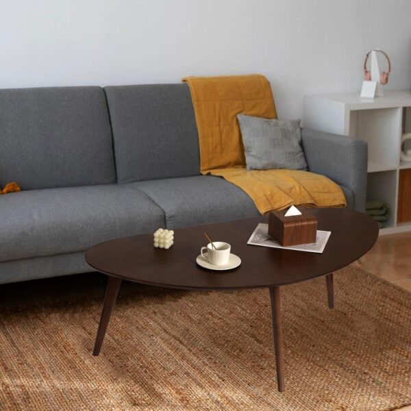 Oval Coffee Table，Wooden Coffee Table，Mid Century Modern for Living Room，Nordic Style Coffee Table (White, Small) - Image 7