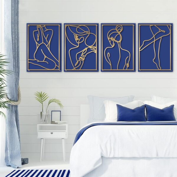 Glamativity 4 Pack Gold Wall Art Décor, Minimalist Décor Single Line Art Wall Décor, Real Metal Wall Art, Woman's Body Shape Abstract Wall Art (Gold Elegant Style, M Size 17 x 11.8'') - Image 7