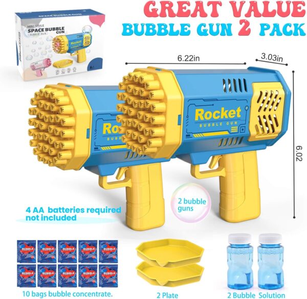 Toys for 3-8 Year Old Boys Girls: 2 Pack Bubble Machine for Kids with Bubble Solution, Gifts for 3 4 5 6 7 8 Years Old Boy Birthday Toy for Kid Toddlers Ages 4-6 Outdoor Wedding Bubbles Wands - Image 2