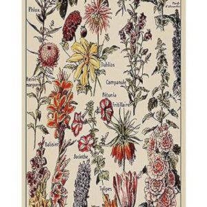 Tegeme Vintage Tapestry 52 x 13 Inch, Long Tapestry Vertical Wall Hanging Reference Illustrative Botanical Tapestry Tassel Tapestry for Bedroom Living Room Home Decoration (Vintage, Flower)