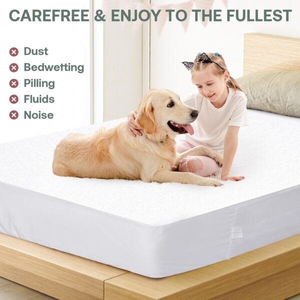 King Mattress Protector Cover 76"x80" Fits 9-12" Deep, Waterproof Mattress Encasement Cover with Premium Breathable Soft Terry Top Fiber for Your King Size Bed - Image 5