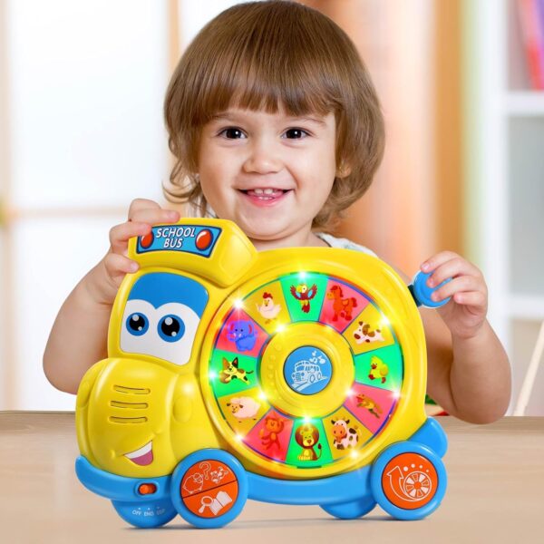 Baby Toys 6 12 18 Months, English Spanish Bilingual Interactive Spin Learning Educational Toddler Toys for Age 1-3, Musical Light School Bus Kids Boys Girls Toys 1+ Years Old Gifts - Image 2