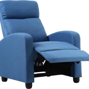 Recliner Chair for Adults, Living Room Chairs, Reading Chair with Fabric Padded Seat Backrest, Modern Reclining Easy Lounge, Bedroom Chair, Recliner Chair for Bedroom (Blue)