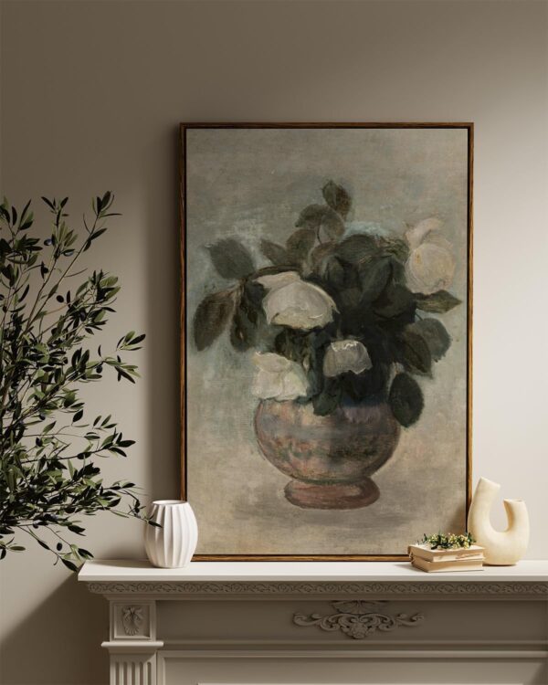 InSimSea Framed Canvas Prints Art Vintage Decor, Flowers in Vase Paintings Wall Art, Large Floral Pictures Wall Hanging Decor for Bedroom Bathroom, Office Living Room Wall Decoration, 24"x36" - Image 4