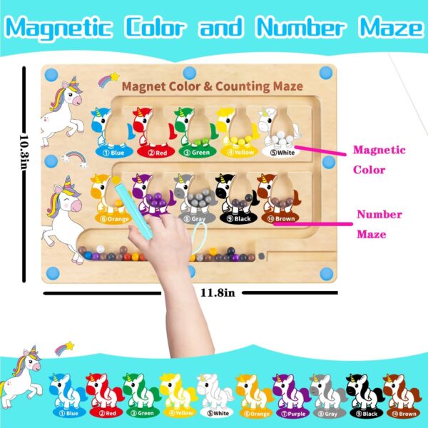 Magnetic Color and Number Maze,Uniorn Gifts for Girls,Montessori Toys for 2 3 4 5 Year Old,Learning Educational Sensory Toys for Toddlers and Kids Boys Girls,Christmas Stocking Stuffers for Kids - Image 3