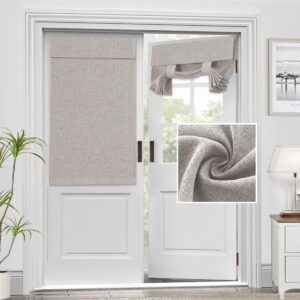 H.VERSAILTEX French Door Curtains Linen Textured Privacy Door Blinds Kitchen Window Curtains Waterproof 26 X 40 Inch Room Darkening Curtains for Glass Door Tie Up Shade, 1 Panel, Heather Taupe