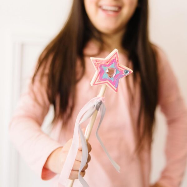 Melissa & Doug Created By Me! Paint & Decorate Your Own Wooden Princess Wand Craft Kit, Pink - Princess Crafts Great For Rainy Days, Princess Toys For Kids Ages 4+ - Image 2