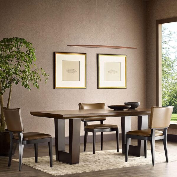39" Wood Linear Pendant Light LED Dimmable Hanging Light Fixture Dinning Room Light Island Lights 24w for Dining Room Kitchen Island Bar Walnut Color - Image 5