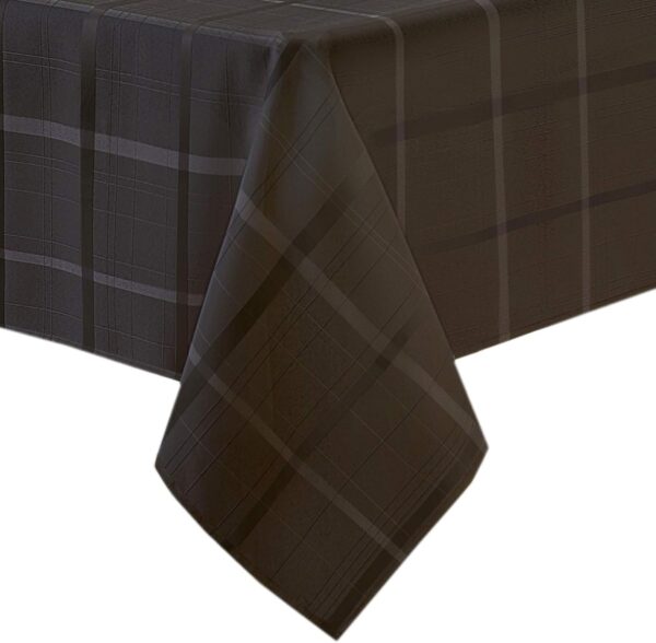 Newbridge 70 Inch Round Fabric Tablecloth, Elegance Plaid, 100% Polyester, No Iron Soil Resistant Dining Room, Party and Banquet Table Cover, Solid Textured, Black - Image 5