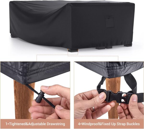 Patio Furniture Set Cover Waterproof, Mrrihand Outdoor Sectional Sofa Set Cover Heavy Duty 600D Table and Chair Set Cover 107" L×81" W×27.9" H - Image 4