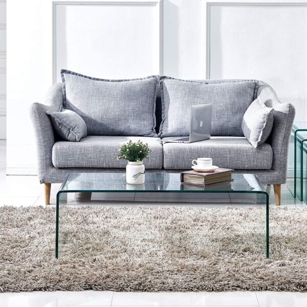 Premium Tempered Glass Coffee Table,Clear Coffee Table, Small Modern Coffee Table for Living Room,Match Well with Rug (39.4x19.7x13.8) - Image 3