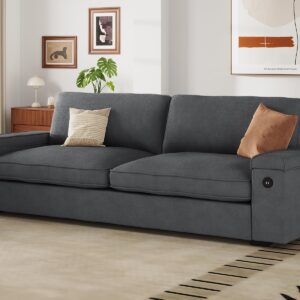 SEDETA Modern Couch, Comfy Couches for Living Room, Oversized Loveseat Sofa, Deep Seat Sofa with Storage and 2 USB Charging Ports, Removable Sofa Cover(Dark Grey Chenille)