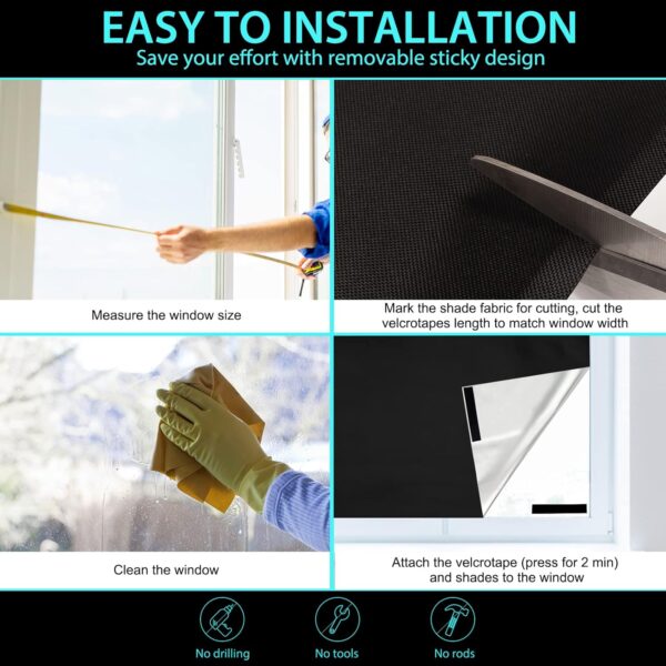 100% Portable Blackout Curtains - (157" x 59") Blackout Shades Cut to Size, Black Out Blinds for Window with Strong Hook & Loop Tabs, Travel Temporary Blackout Blinds for Nursery, Bedroom & Car - Image 6