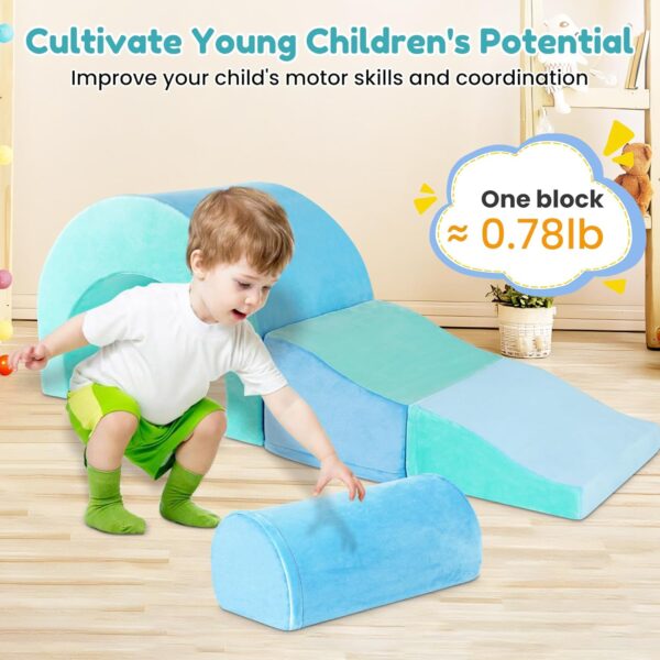 5Pcs Foam Climbing Blocks for Toddlers, Soft Climbing Toys for Toddlers with Foldable Block and Tunnel, Baby Foam Climbing Blocks Indoor Climb and Crawl Activity Play Set - Image 2