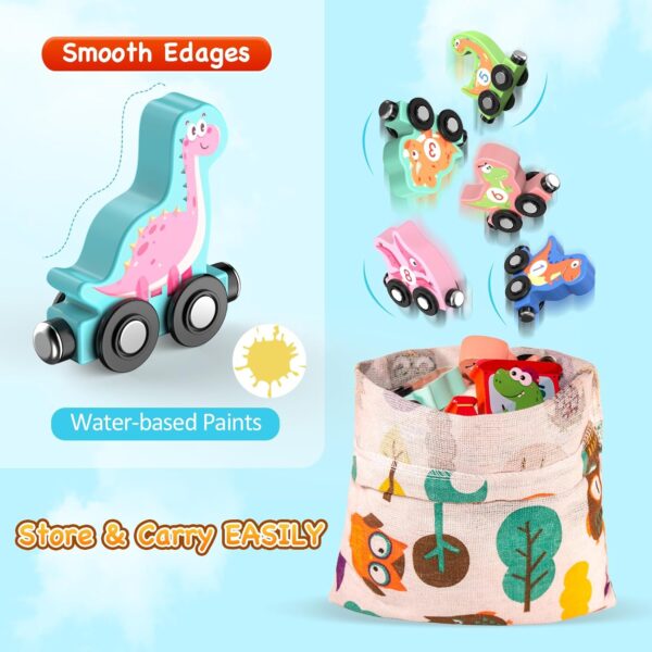 Toys for Toddlers, 11 Magnetic Wooden Dinosaur Train Set, Montessori Toys for Toddlers, Preschool Educational Material for Kids, Birthday Gifts for Boys, Girls - Image 5