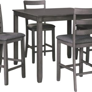 Signature Design by Ashley Bridson 5 Piece Counter Height Dining Room Set, Includes Table & 4 Bar Stools, Gray