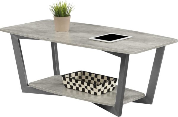 Convenience Concepts Graystone Coffee Table, Faux Birch / Slate Gray Frame - Image 4