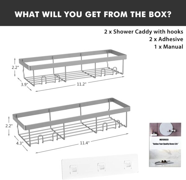 Moforoco Shower Caddy Shelf Organizer Rack, Self Adhesive Black Bathroom Shelves Basket, Home Farmhouse Wall Inside Organization and Storage Decor Rv Accessories, First Camper Apartment Essentials - Image 4