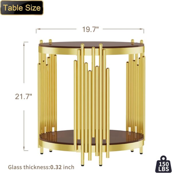 Round Glass Coffee Table Modern Luxury Black Center Table Living Room Table, Gold Stainless Steel Irregular Leg Cocktail Table (Black, 37" Coffee Table) - Image 2