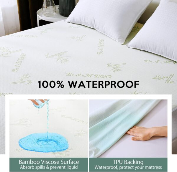 Premium 100% Waterproof Queen Size Mattress Protector, Breathable Mattress Cover Queen Size Bed, Cooling 3D Air Fabric Mattress Pad Cover, Deep Pocket 8"-21" - Image 3
