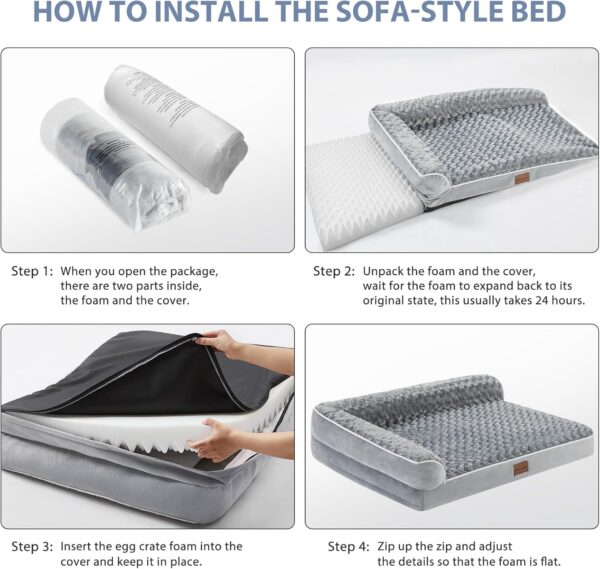 BFPETHOME Orthopedic Dog Beds for Large Dogs-Waterproof Sofa Dog Bed with Removable Washable Cover, Large Dog Bed with Waterproof Lining and Nonskid Bottom,Pet Bed for Large Dogs - Image 5