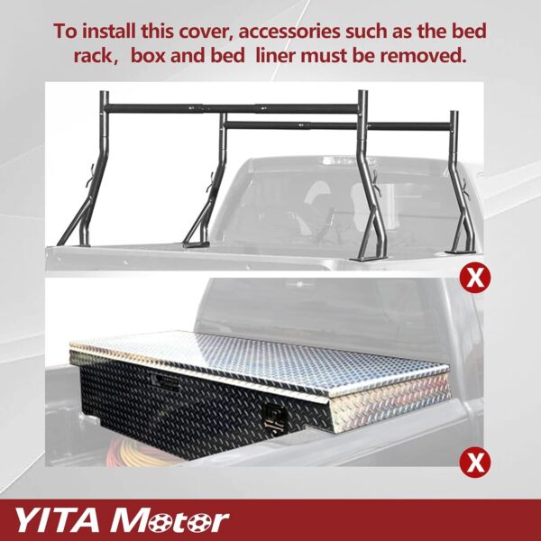 YITAMOTOR Soft Tri-fold Truck Bed Tonneau Cover Compatible with 2022 2023 2024 Ford Maverick | 4.5' (54") Bed - Image 8