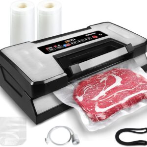 Vacuum Sealer Machine, 90Kpa Food Vacuum Sealer Machine Preservation Dry/Moist/Liquid Modes, LED Indicator Light, Handle Locked Design, Built-in Cutter and Bag Storage, Removable Drip Tray