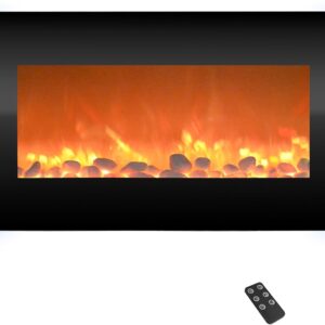 Electric Fireplace - 30 Inch Wall Mounted Fireplace - 13 Backlight Colors and Remote Controlled LED Flames, Heat, and Brightness by Northwest (Black)
