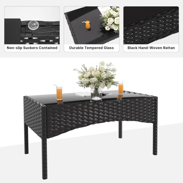 4-Piece Patio Furniture Set Outdoor Rattan Furniture Patio Conversation Set for Patio, Backyard, Porch, Poolside w/Coffee Table-Dark Blue - Image 5
