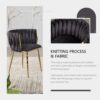Black Velvet Dining Chairs Set of 6, Upholstered Dining Chairs with Golden Metal Legs, Modern Woven Dining Chair for Dining Room, Kitchen, Vanity, Living Room - Image 4