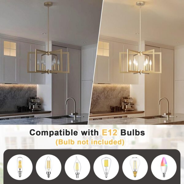 Gold Chandelier, 6-Light Farmhouse Chandeliers for Dining Room, Modern Geometric Hanging Light Fixture Over Table Living Room Foyer Entryway Hallway Kitchen Island Lighting Fixtures,E12 - Image 4