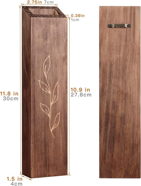 4 Pack Wood Indoor Wall Planter, Modern Wall Decor for Living Room Bedroom, Farmhouse Pocket Wall Vases for Dried Flowers and Faux Greenery Plants - Brown - Image 4