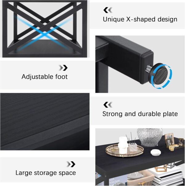 Bigbiglife Living Room Coffee Table Set of 3, Industrial X-Design Coffee Table and 2 End Side Tables, 3 Piece Living Room Table Set with Large Storage for Apartment Home (Black) - Image 4