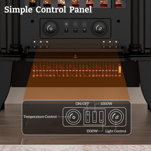 16inch Freestanding Electric Fireplace Heater, 1000W/1500W - Image 4