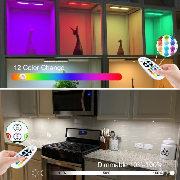 SZOKLED Under Cabinet Lighting Rechargeable 48-LED Wireless Under Cabinet Lights Remote, Kitchen Counter Lights Closet Lights RGB Perfect for Indoor Pantry Display Shelf 15 Color Changing(6 Packs) - Image 4