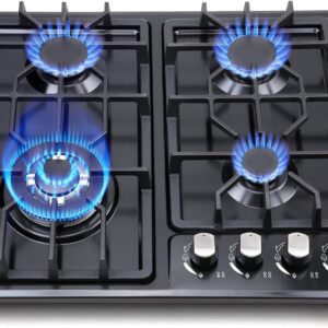 FORIMO Gas Cooktop 22Inch，Built in Gas Cooktop 4 Burners Stainless Steel Stove with NG/LPG Conversion Kit Thermocouple Protection and Easy to Clean