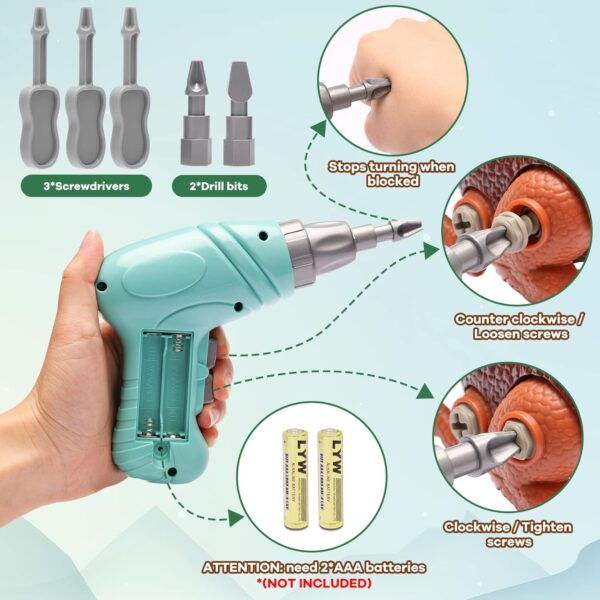 Laradola Dinosaur Toys for 3 4 5 6 7 8 Year Old Boys, Kids Take Apart STEM Construction Building Kids Toys with Electric Drill, Party Christmas Birthday Gifts Boys Girls - Image 7