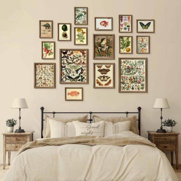 ANERZA 16 PCS Framed Vintage Wall Art Decor, Cottagecore Wall Prints for Bedroom, Gallery Wall Frame Set, Farmhouse Posters for Living Room Aesthetic, Wall Collage Kit Pictures, Rustic Dorm Home Decor - Image 7