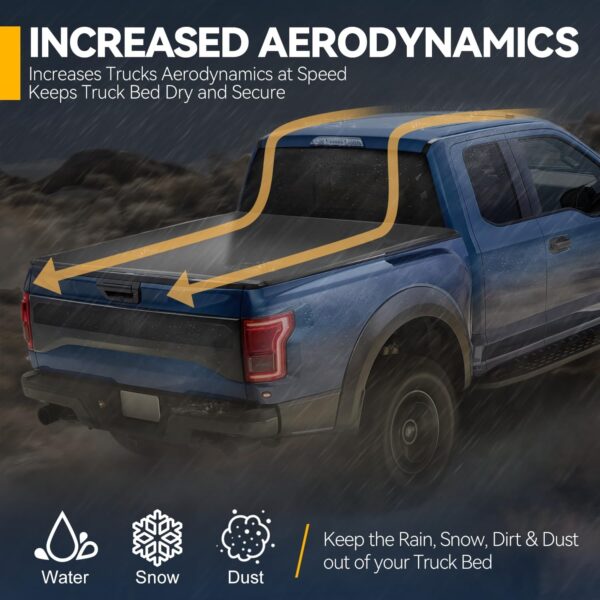 Auto Dynasty Roll-up Truck Bed Tonneau Cover Compatible with Chevy Silverado/GMC Sierra 1500 2500HD 3500HD 6.5Ft Fleetside Short Bed 2007-2014, Matte Black Vinyl Soft Top - Image 4