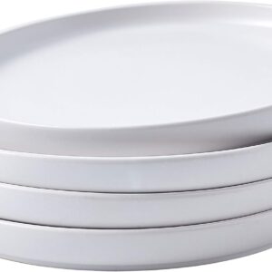 Bruntmor 11 Inch Ceramic Plate Set of 4, Round Ceramic Pasta Salad Plate for Dinner, Dinnerware Plates Set for 4, Dishwasher and Oven Safe, White